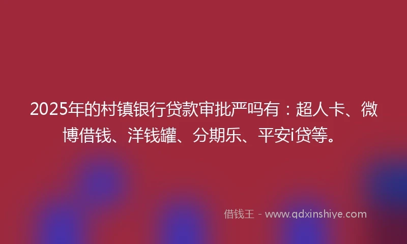 2025年的村镇银行贷款审批严吗有：超人卡、微博借钱、洋钱罐、分期乐、平安i贷等。