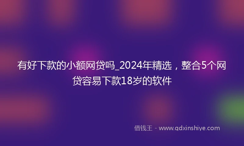 有好下款的小额网贷吗_2024年精选，整合5个网贷容易下款18岁的软件