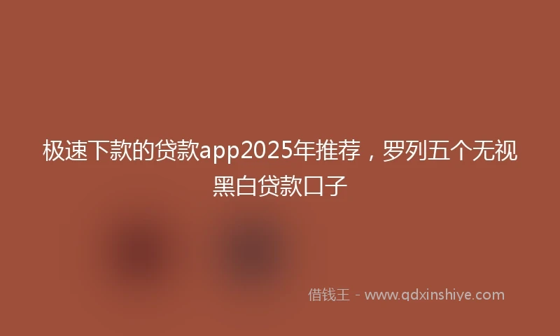 极速下款的贷款app2025年推荐，罗列五个无视黑白贷款口子