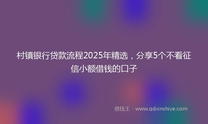 村镇银行贷款流程2025年精选，分享5个不看征信小额借钱的口子