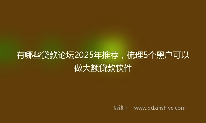 有哪些贷款论坛2025年推荐，梳理5个黑户可以做大额贷款软件