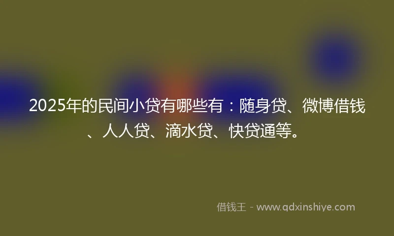 2025年的民间小贷有哪些有：随身贷、微博借钱、人人贷、滴水贷、快贷通等。