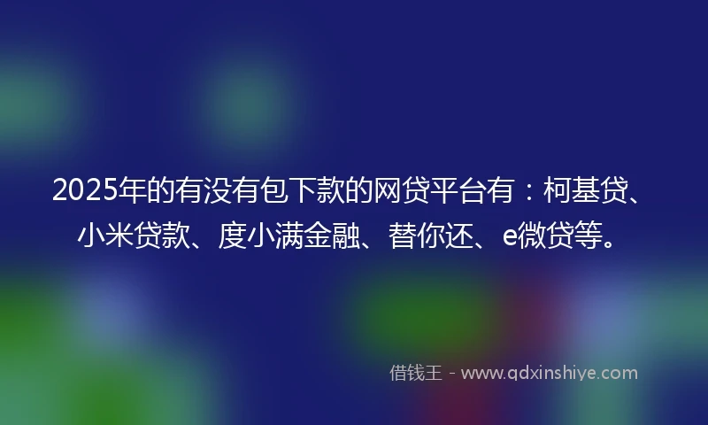 2025年的有没有包下款的网贷平台有：柯基贷、小米贷款、度小满金融、替你还、e微贷等。
