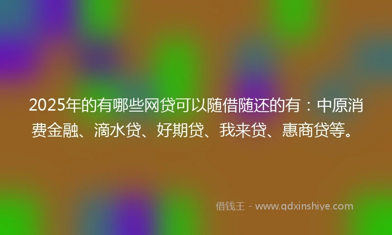 2025年的有哪些网贷可以随借随还的有：中原消费金融、滴水贷、好期贷、我来贷、惠商贷等。