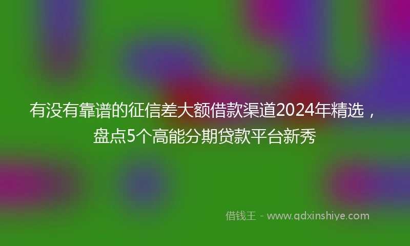 有没有靠谱的征信差大额借款渠道2024年精选，盘点5个高能分期贷款平台新秀