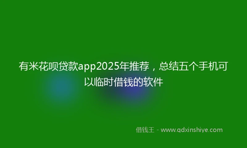 有米花呗贷款app2025年推荐，总结五个手机可以临时借钱的软件