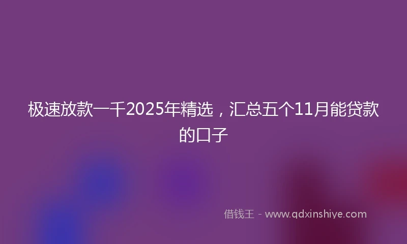 极速放款一千2025年精选，汇总五个11月能贷款的口子