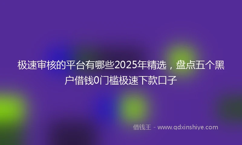 极速审核的平台有哪些2025年精选，盘点五个黑户借钱0门槛极速下款口子