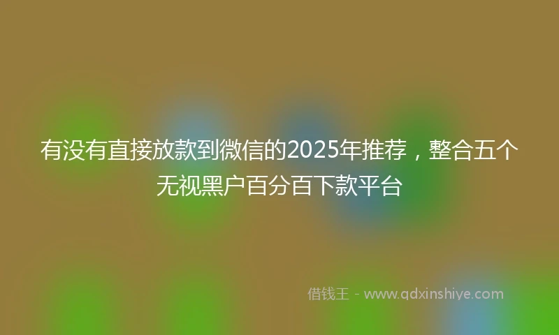 有没有直接放款到微信的2025年推荐，整合五个无视黑户百分百下款平台