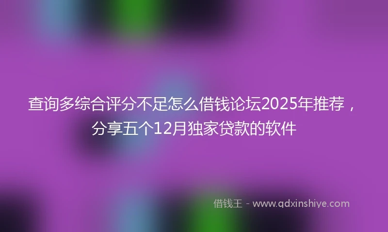 查询多综合评分不足怎么借钱论坛2025年推荐，分享五个12月独家贷款的软件