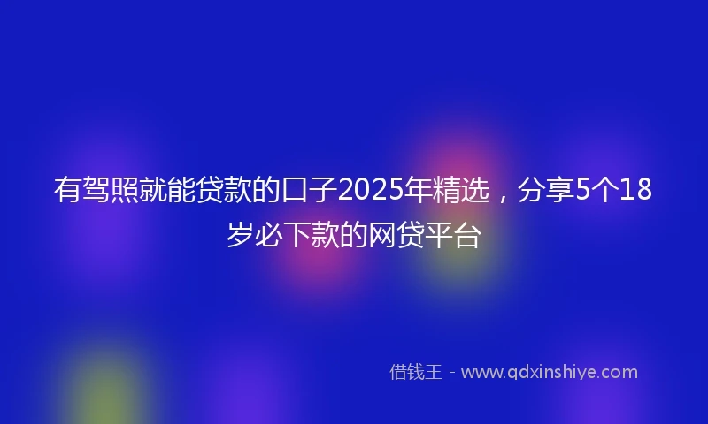 有驾照就能贷款的口子2025年精选，分享5个18岁必下款的网贷平台