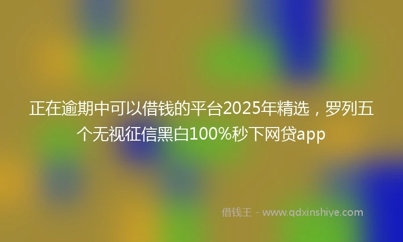 正在逾期中可以借钱的平台2025年精选，罗列五个无视征信黑白100%秒下网贷app