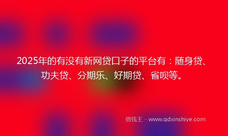 2025年的有没有新网贷口子的平台有：随身贷、功夫贷、分期乐、好期贷、省呗等。