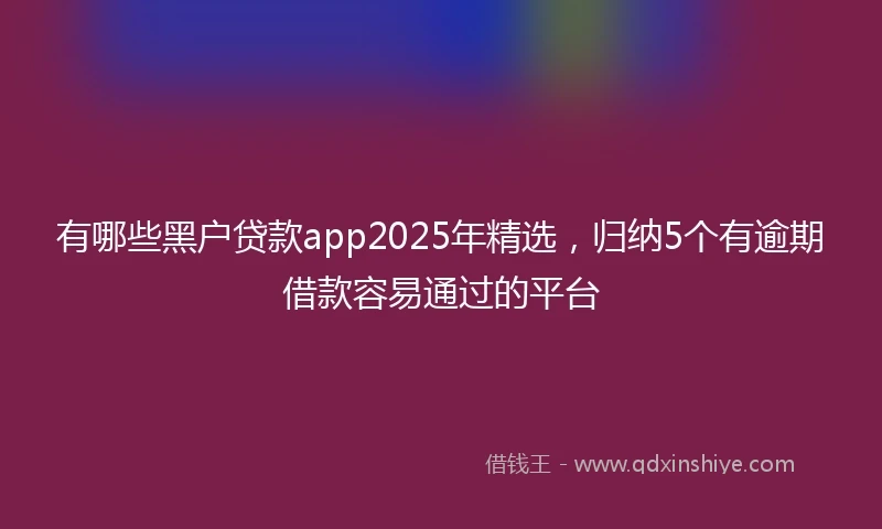 有哪些黑户贷款app2025年精选，归纳5个有逾期借款容易通过的平台