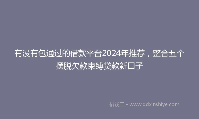 有没有包通过的借款平台2024年推荐，整合五个摆脱欠款束缚贷款新口子