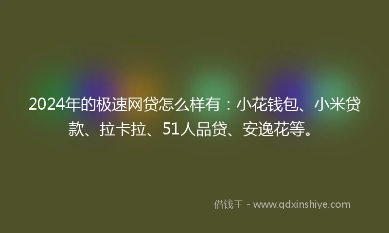 2024年的极速网贷怎么样有：小花钱包、小米贷款、拉卡拉、51人品贷、安逸花等。