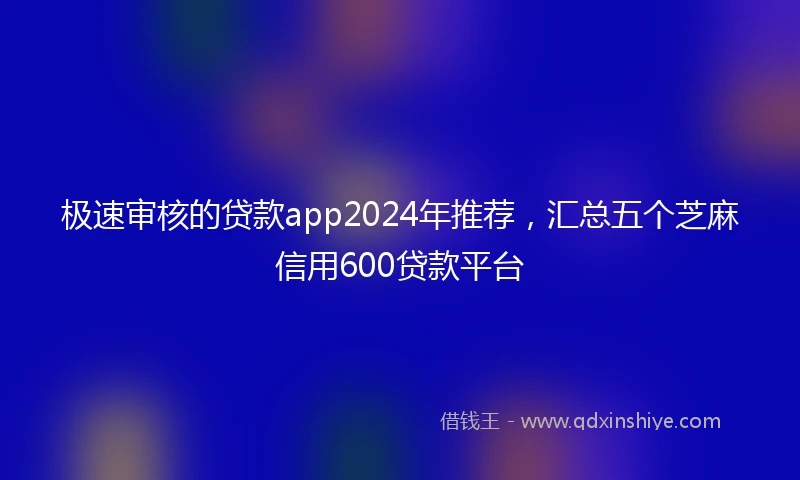 极速审核的贷款app2024年推荐,汇总五个芝麻信用600贷款平台