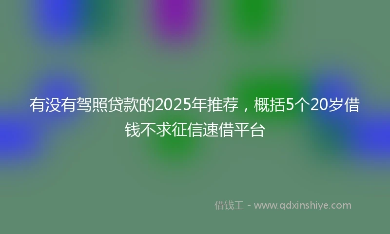 有没有驾照贷款的2025年推荐，概括5个20岁借钱不求征信速借平台