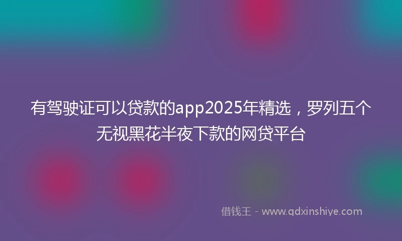 有驾驶证可以贷款的app2025年精选，罗列五个无视黑花半夜下款的网贷平台