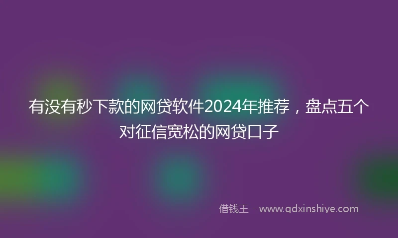 有没有秒下款的网贷软件2024年推荐，盘点五个对征信宽松的网贷口子