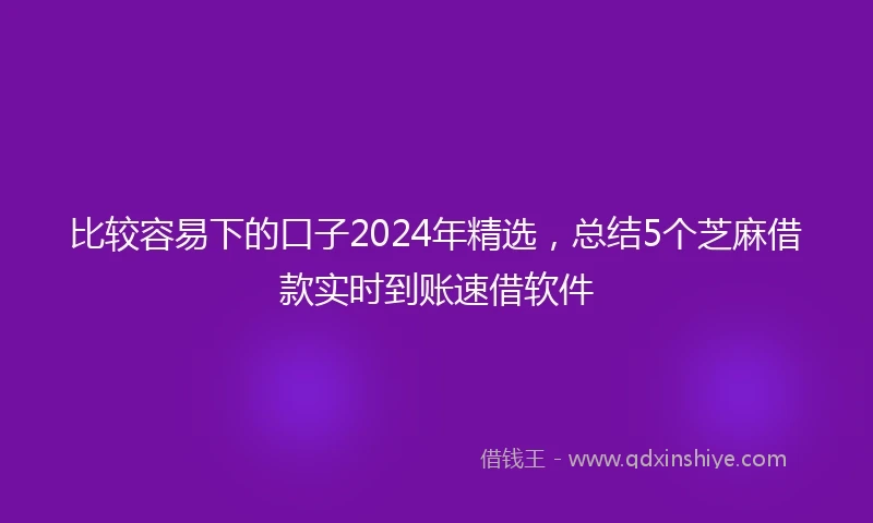 比较容易下的口子2024年精选，总结5个芝麻借款实时到账速借软件