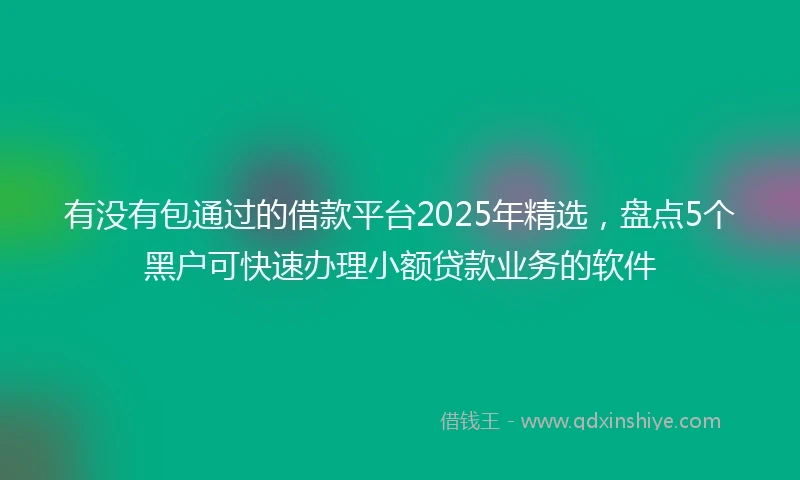 有没有包通过的借款平台2025年精选，盘点5个黑户可快速办理小额贷款业务的软件