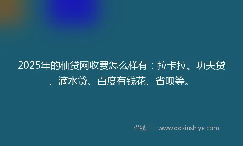 2025年的柚贷网收费怎么样有：拉卡拉、功夫贷、滴水贷、百度有钱花、省呗等。