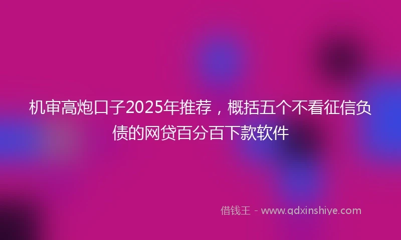 机审高炮口子2025年推荐，概括五个不看征信负债的网贷百分百下款软件