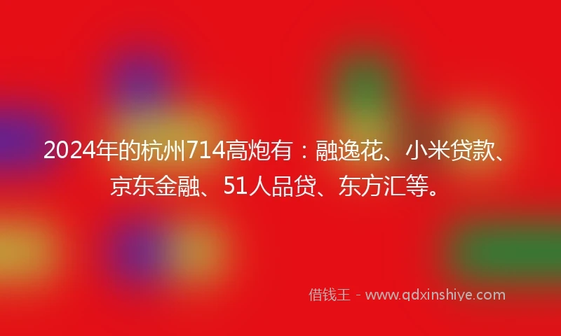 2024年的杭州714高炮有：融逸花、小米贷款、京东金融、51人品贷、东方汇等。