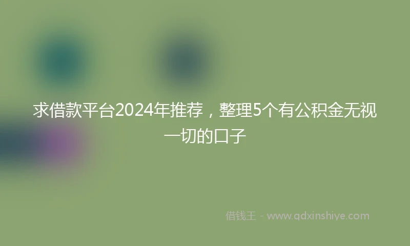 求借款平台2024年推荐，整理5个有公积金无视一切的口子