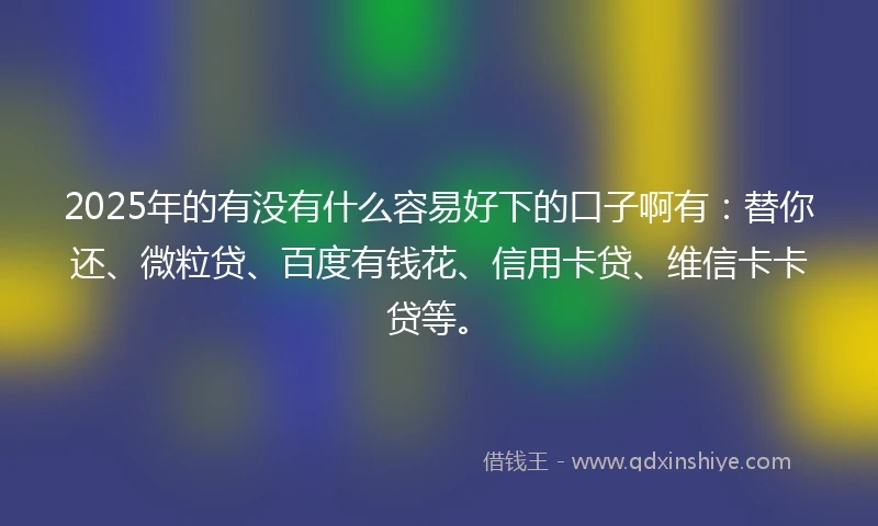 2025年的有没有什么容易好下的口子啊有：替你还、微粒贷、百度有钱花、信用卡贷、维信卡卡贷等。