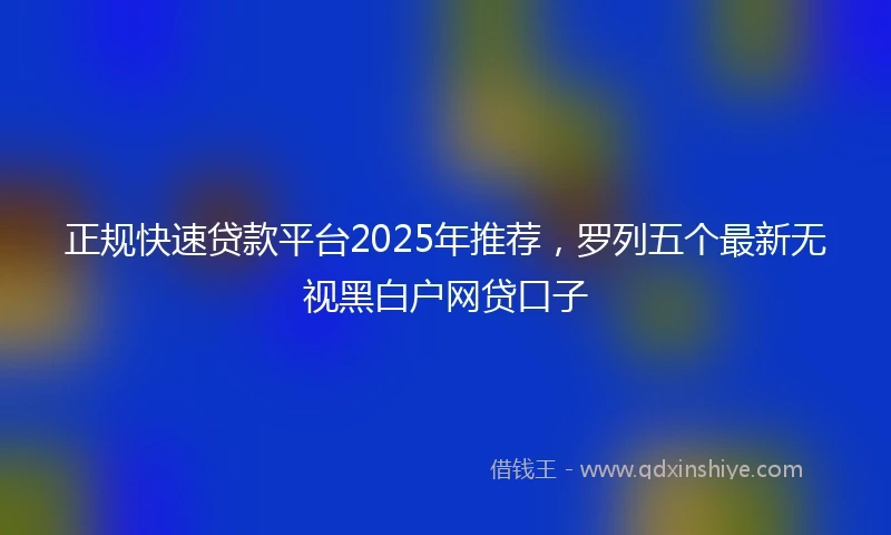 正规快速贷款平台2025年推荐，罗列五个最新无视黑白户网贷口子