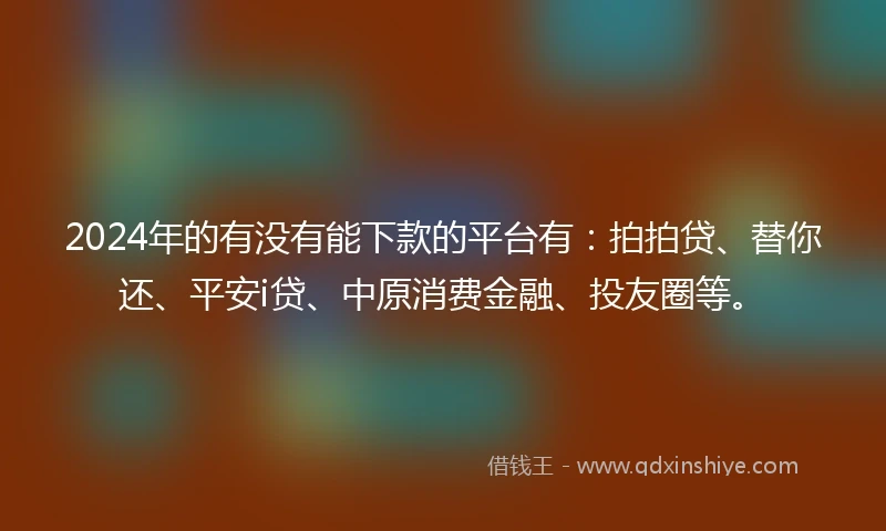 2024年的有没有能下款的平台有：拍拍贷、替你还、平安i贷、中原消费金融、投友圈等。
