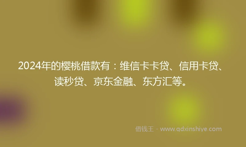 2024年的樱桃借款有：维信卡卡贷、信用卡贷、读秒贷、京东金融、东方汇等。