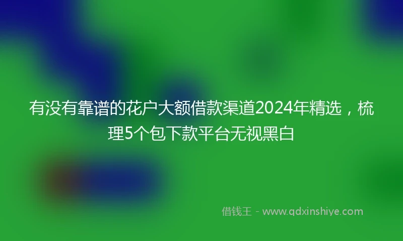 有没有靠谱的花户大额借款渠道2024年精选，梳理5个包下款平台无视黑白