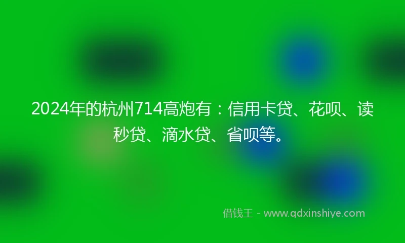2024年的杭州714高炮有：信用卡贷、花呗、读秒贷、滴水贷、省呗等。
