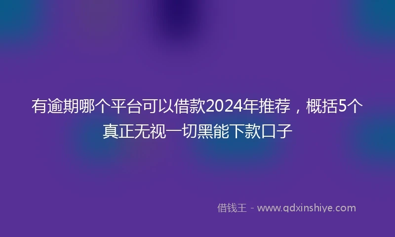 有逾期哪个平台可以借款2024年推荐，概括5个真正无视一切黑能下款口子