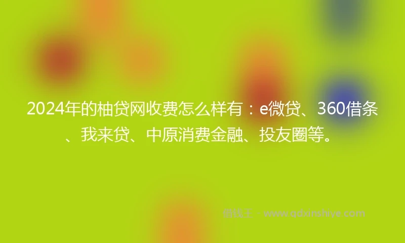 2024年的柚贷网收费怎么样有：e微贷、360借条、我来贷、中原消费金融、投友圈等。