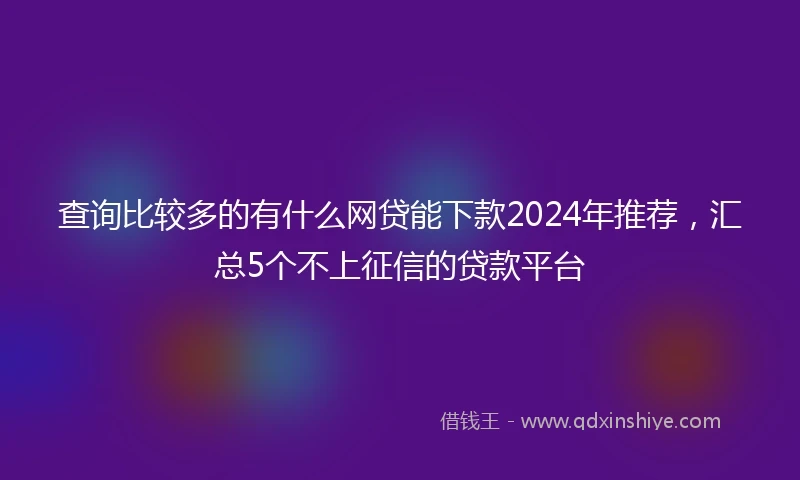 查询比较多的有什么网贷能下款2024年推荐，汇总5个不上征信的贷款平台