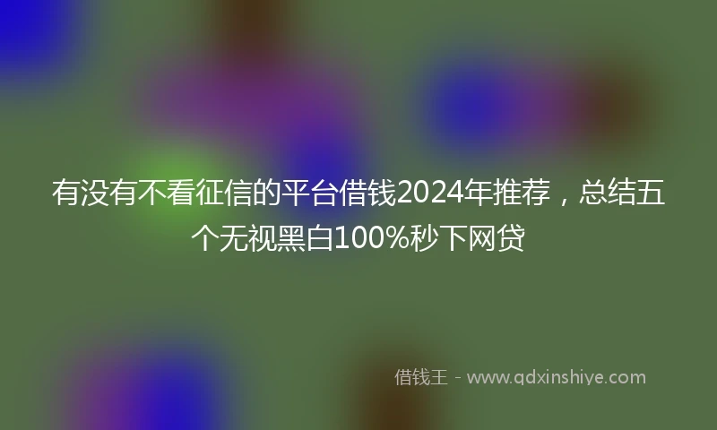 有没有不看征信的平台借钱2024年推荐，总结五个无视黑白100%秒下网贷