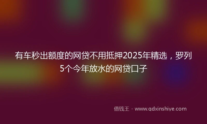 有车秒出额度的网贷不用抵押2025年精选，罗列5个今年放水的网贷口子