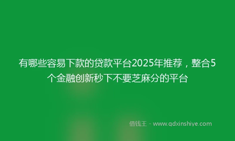 有哪些容易下款的贷款平台2025年推荐，整合5个金融创新秒下不要芝麻分的平台