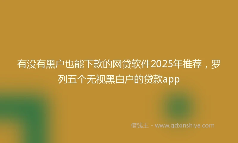 有没有黑户也能下款的网贷软件2025年推荐，罗列五个无视黑白户的贷款app