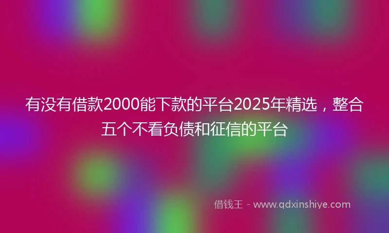 有没有借款2000能下款的平台2025年精选，整合五个不看负债和征信的平台