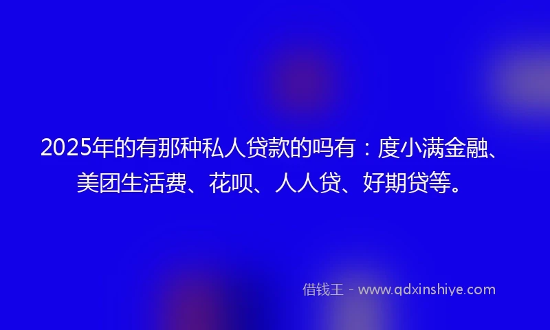 2025年的有那种私人贷款的吗有：度小满金融、美团生活费、花呗、人人贷、好期贷等。
