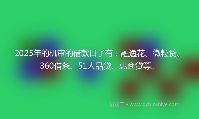 2025年的机审的借款口子有：融逸花、微粒贷、360借条、51人品贷、惠商贷等。