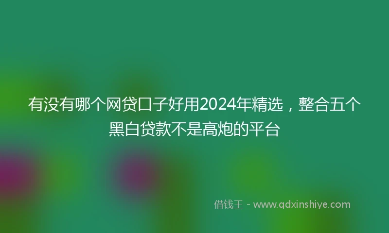 有没有哪个网贷口子好用2024年精选，整合五个黑白贷款不是高炮的平台