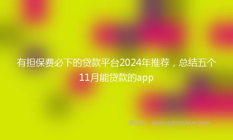有担保费必下的贷款平台2024年推荐，总结五个11月能贷款的app