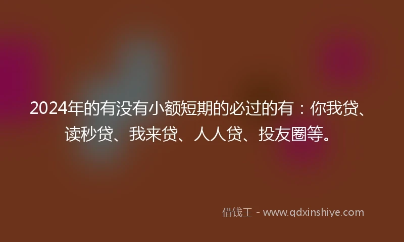 2024年的有没有小额短期的必过的有：你我贷、读秒贷、我来贷、人人贷、投友圈等。