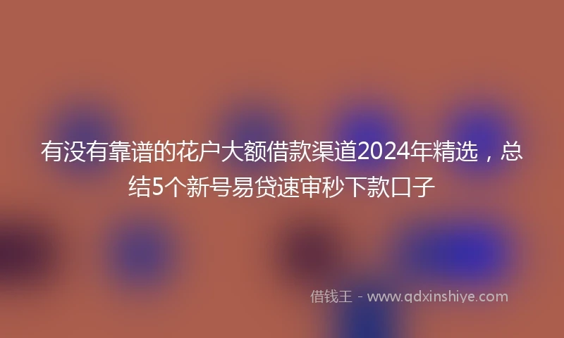 有没有靠谱的花户大额借款渠道2024年精选，总结5个新号易贷速审秒下款口子